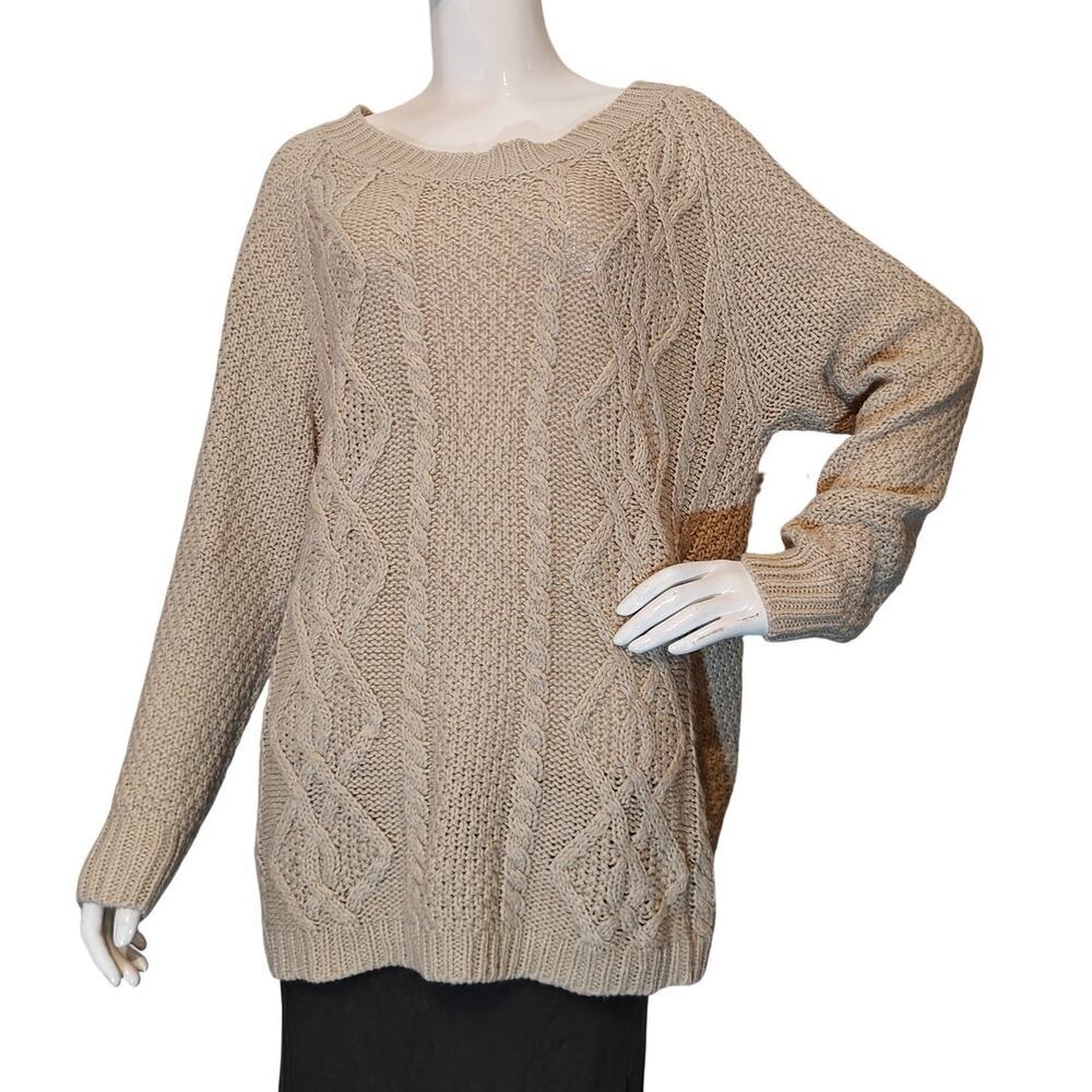 BDG Urban Outfitters Beige Cable Knit Chunky Crew Sweater M